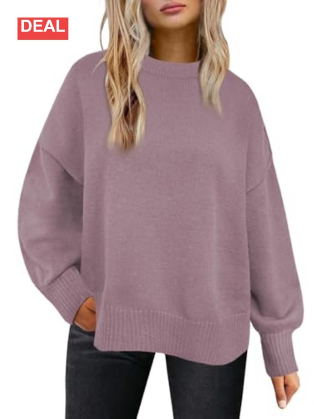 Womens Oversized Crewneck Sweater Long Sleeve Tunic Pullover